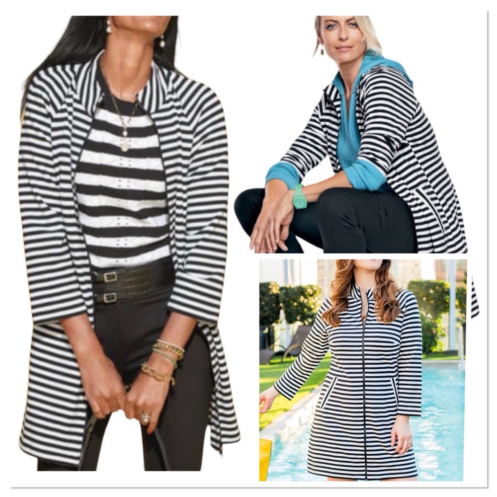 Cabi Byline Black and White Women’s Jacket Sz S Modal Cotton Spandex Blend